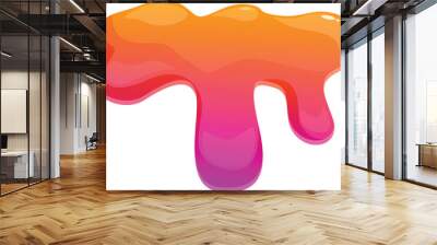 Shiny orange and pink gradient blob is flowing downwards Wall mural