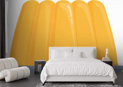 Vector graphic of a vibrant yellow jelly dessert served on a grey plate, isolated on white Wall mural