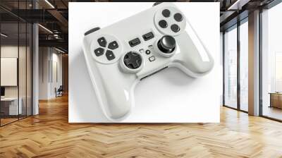 White gamepad controller is lying on a white background Wall mural