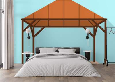 Wood gazebo icon. Flat illustration of wood gazebo vector icon for web design Wall mural