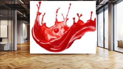 Abstract ketchup sauce tomatoes splash in the air liquid flow transparend white background. Wall mural