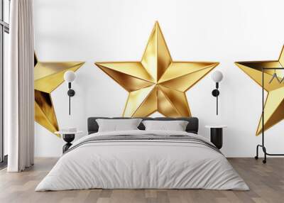 Gold star 3D isolated transparent background christmas decoration Wall mural