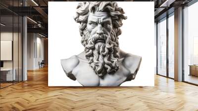 Zeus, ancient marble greek sculpture. head, bust. Isolated on transparent background Wall mural