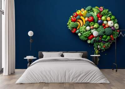 Veggie Brain Against Simple Blue Wall mural