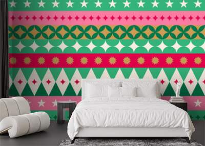 Geometric elements stripes pattern for christmas and new year holidays.  Wall mural