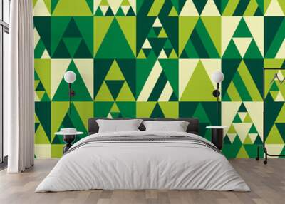 Pine trees abstract pattern design for christmas holidays celebration.  Triangle and square seamless background. Wall mural