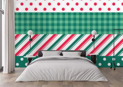 Red and green elements striped seamless pattern design for christmas holidays Wall mural