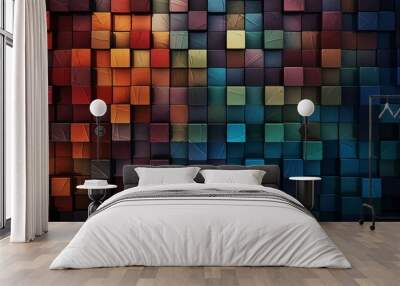 colorful cube background and wallpaper, modern square geometric style background Wall mural