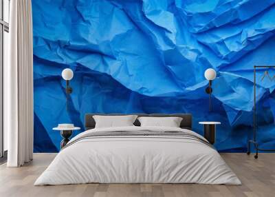 crumpled blue paper texture background Wall mural