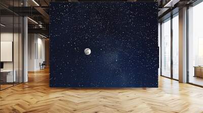 A Crescent Moon in a Starry Night Sky Wall mural