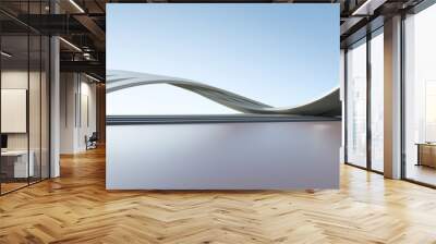 3d render of abstract futuristic architecture with concrete floor. Wall mural