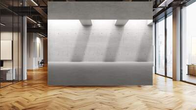 3d render of empty concrete room with shadow on the wall. Wall mural