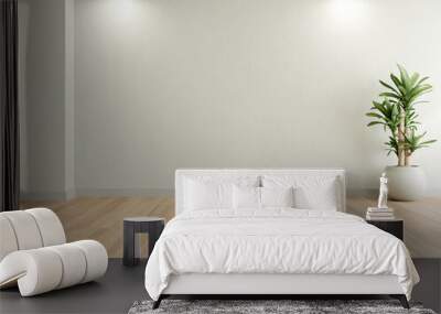 3d rendering of empty room with wooden floor and concrete wall. Wall mural