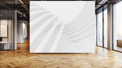 abstract of white curved architectural pattern background,concept of future modern facade design on  Wall mural