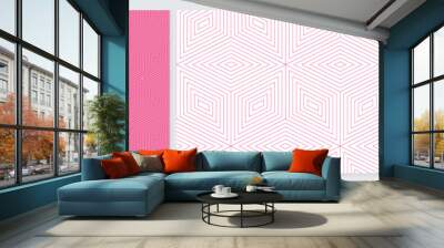 Pattern geometric abstract line background seamless square pink and white colors. Template set with 2 sizes. Wall mural