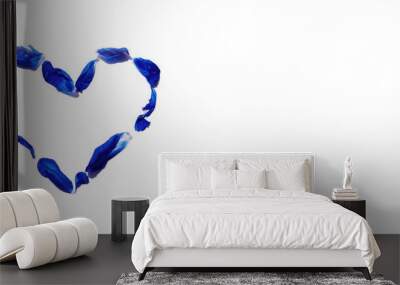 heart of the classic blue flower petals isolated on white Wall mural