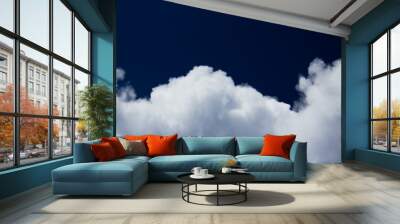 white cumulus cloud on dark blue sky move Wall mural