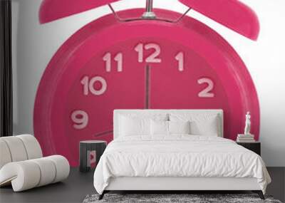 Cutout of an isolated pink alarm clock showing 8 o'clock  with the transparent png background	 Wall mural