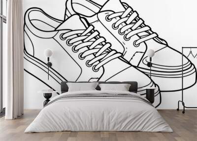 outline of shoes for coloring page Wall mural