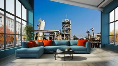 Chemical process plant with blue sky Wall mural