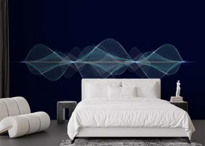 Abstract blue digital voice line on black background. illustration of sound wave pattern and technology background concept. Wall mural