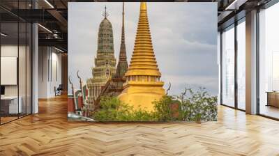 Bangkok, Thailand - Jun 19, 2020 : Wat Phra Kaew - The Temple of Emerald Buddha. Is the most sacred Buddhist temple in Thailand, it also a potent religion symbol of Thailand. Wall mural