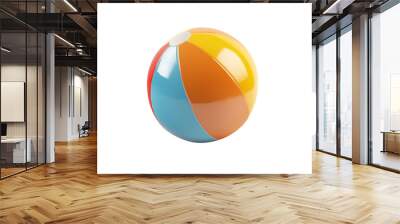 Colorful beach ball toy isolated on white background Wall mural