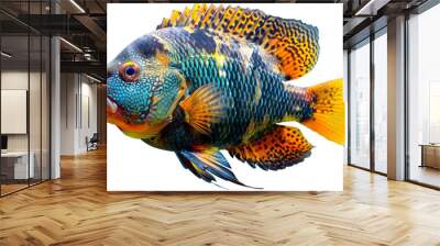 Colorful oscar river fish isolated on white background Wall mural