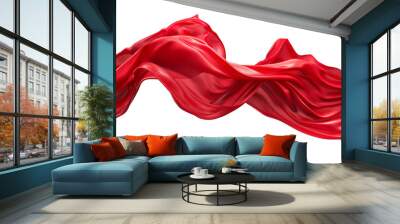 Flying silk fabric isolated on white background Wall mural