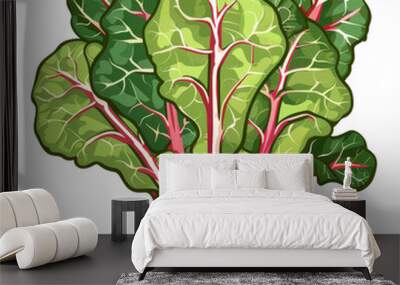 Fresh Bunch of Vibrant Green and Red Chard Wall mural