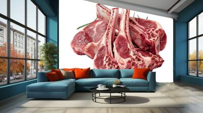 Fresh cut mutton meat isolated on white background Wall mural