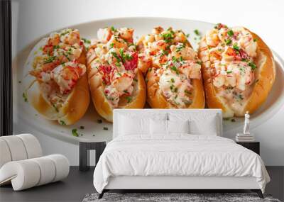 Fresh foos, lobster rolls isolated white background Wall mural