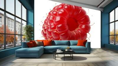 Fresh raspberry on white background Wall mural