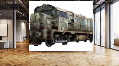 Military train isolated on white background Wall mural