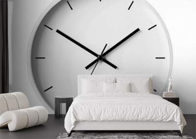 Modern white clock isolated on white background Wall mural