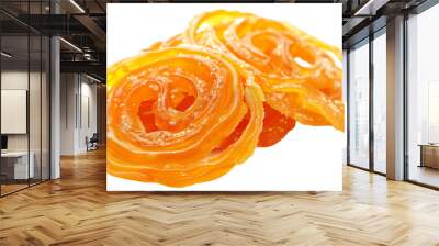 Original snack food in india. Jalebi isolated on a white background Wall mural