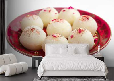 Rasgulla indiian food dessert isolated on white background Wall mural