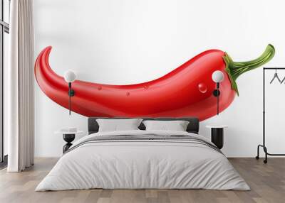 Red chili pepper illustration isolated on white background Wall mural