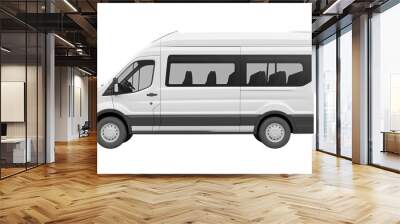 White minibus isolated on a white background Wall mural