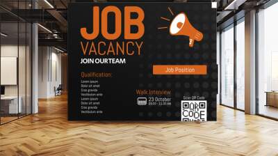 Job vacancy modern template. We are hiring, job vacancy social media content with qr code concept Wall mural