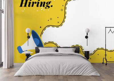 Recruitment advertising template. Recruitment Poster, Job hiring poster, social media, banner, flyer. Digital announcement job vacancies layout with bullhorn on yellow background Wall mural