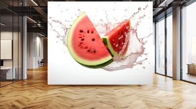 watermelon with water splashes isolated on a white background Wall mural