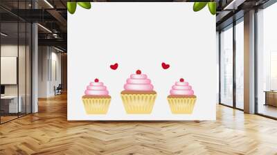 Card with sweet and tasty cupcakes Wall mural