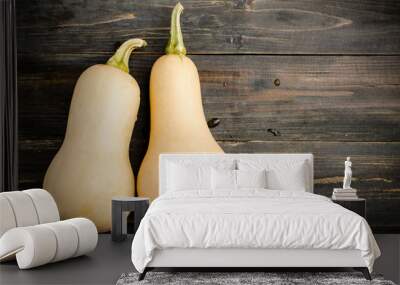 Butternut squash on wooden background Wall mural