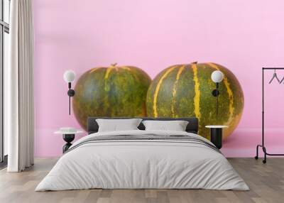 Thai cantaloupe on pink pastel background Wall mural