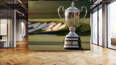 Golf championship trophy with golf course Background Wall mural