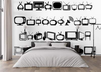 TV icon set with various models PNG transparent Wall mural