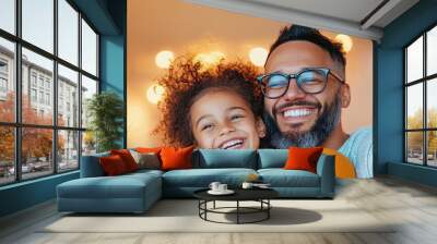 Couple enjoying a movie night on the couch, Male and female relationship, togetherness Wall mural