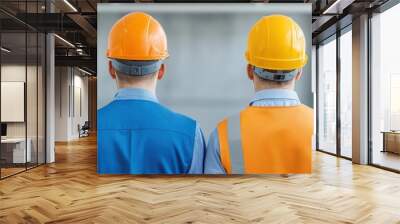 Engineers overseeing large-scale bridge construction in a modern city, Engineering  Technology, Civil, Infrastructure Wall mural