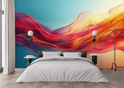 Dynamic abstract lines with bright and contrasting colors, ample copy space Wall mural